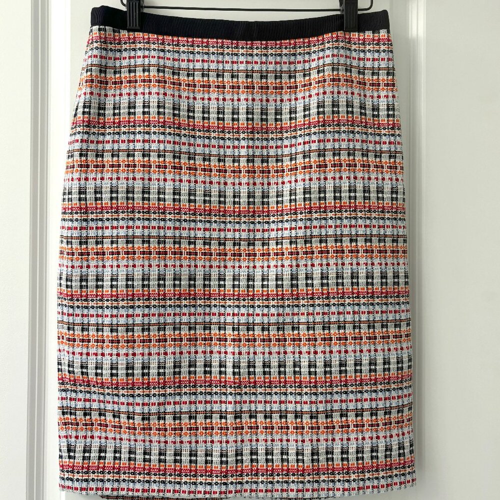 Like New - Talbots Multicolor Tweed Pencil Skirt - Navy, Orange, Red, White